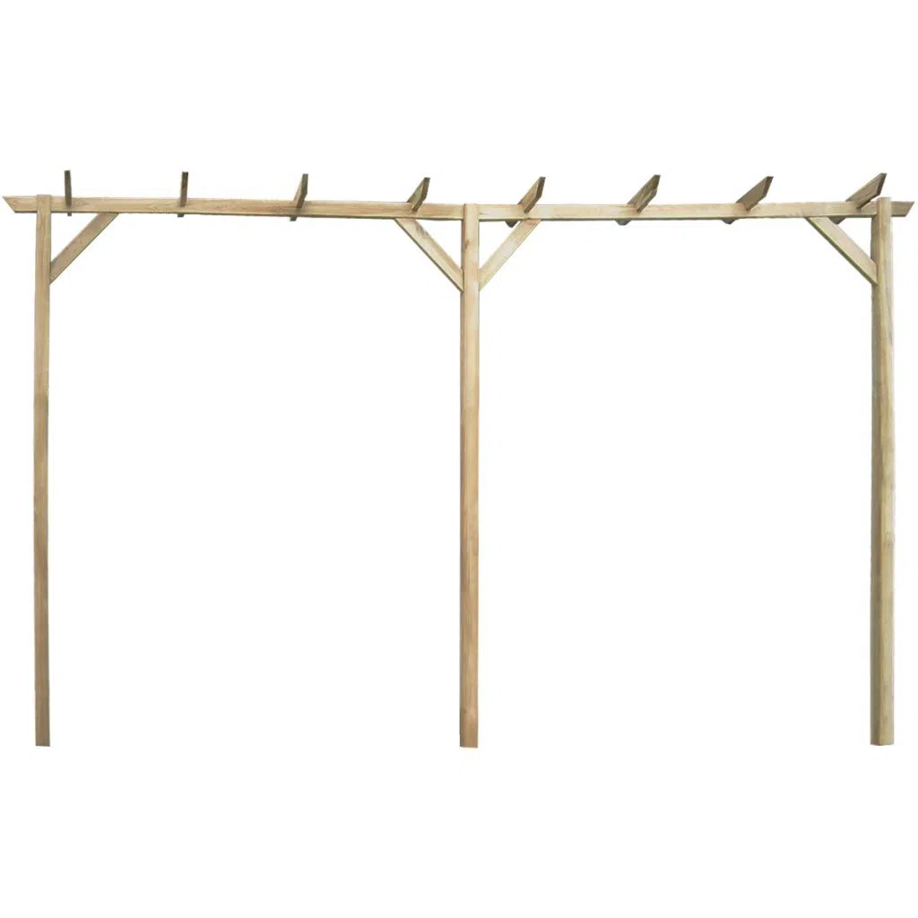 pergola ogrodowa z drewna z trzema słupkami 400 x 40 x 205 cm