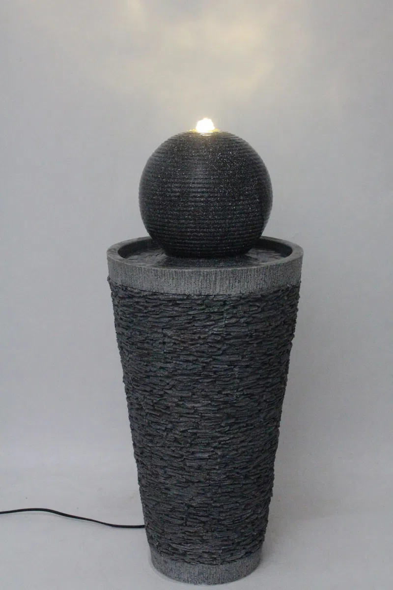 Fontanna ogrodowa BK910 o wyglądzie kamienia, 71 cm, z oświetleniem LED, dekoracja ogrodowa