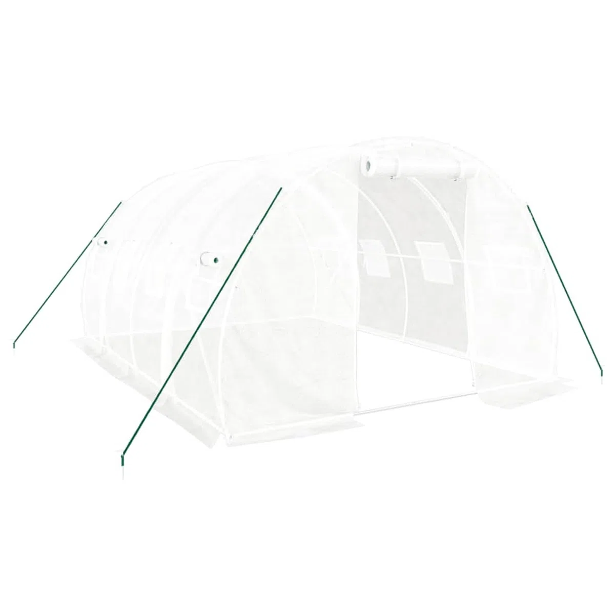 Szklarnia ze stali ocynkowanej, 140 g/m² PE, 12 m², 4 x 3 x 2 m, biała, z drzwiami przesuwnymi i oknami z siatki