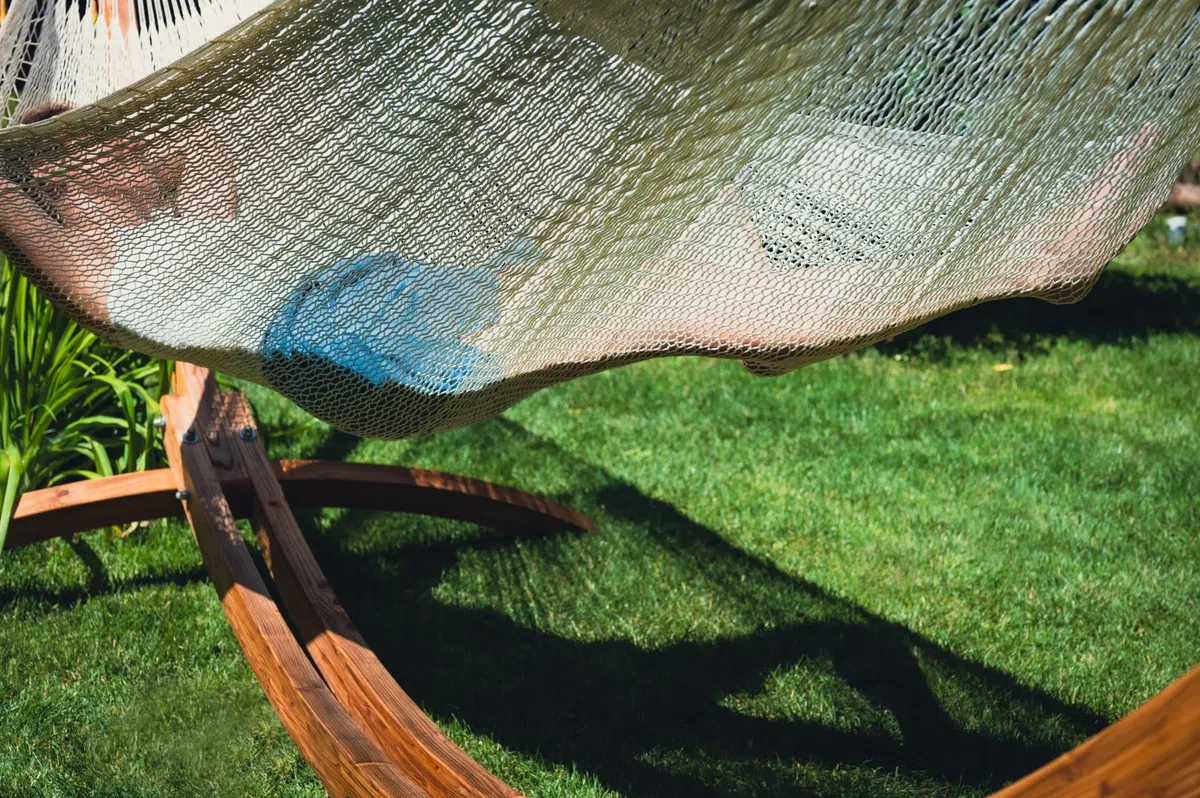 Meksykański hamak siatkowy nylon bardzo gruby naturalny biały odporny na działanie promieni UV