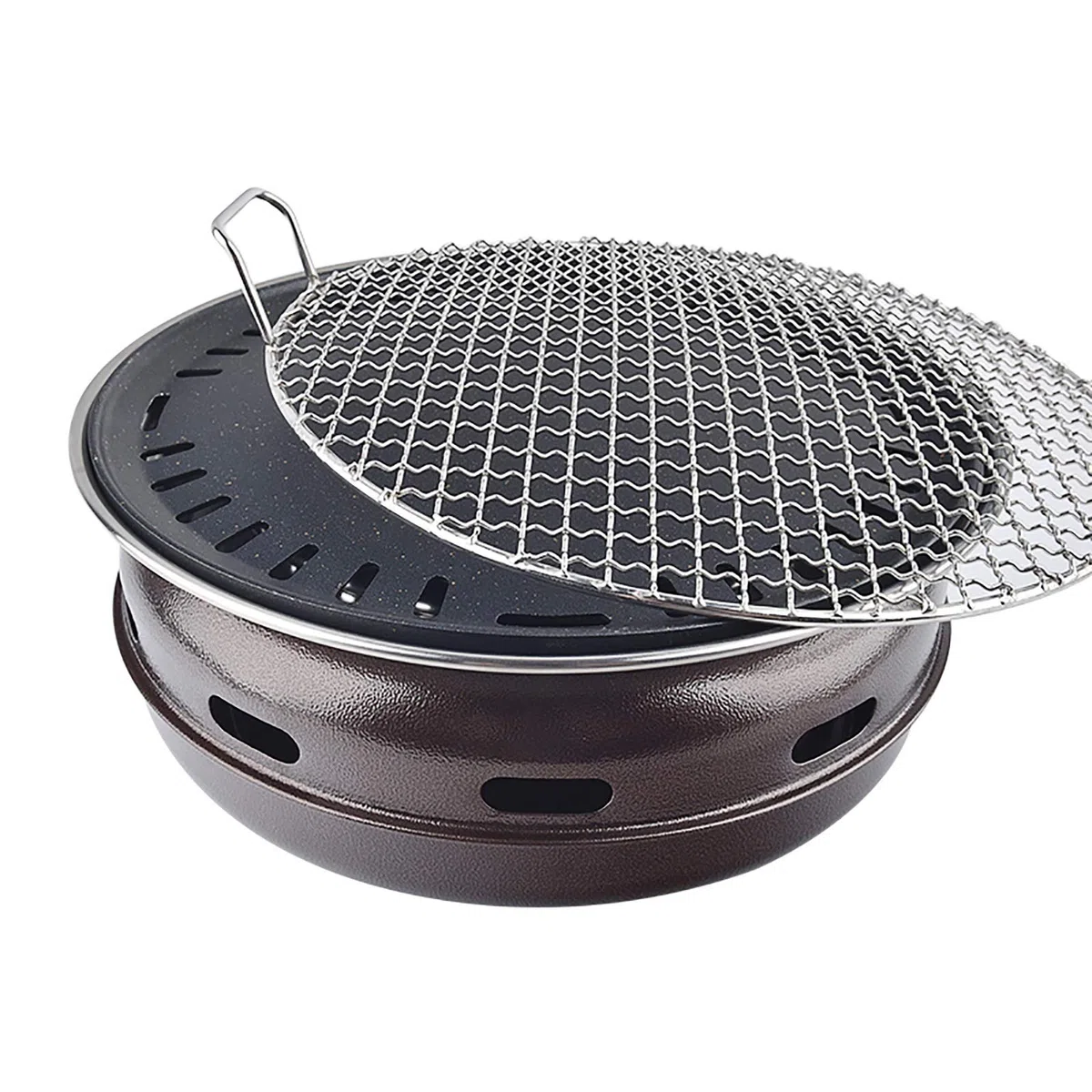 Przenośny grill ze stali ocynkowanej z tacą na wodę 34,5 x 13 cm, idealny dla 6-8 osób, kolorowy sprzęt do gotowania na świeżym powietrzu