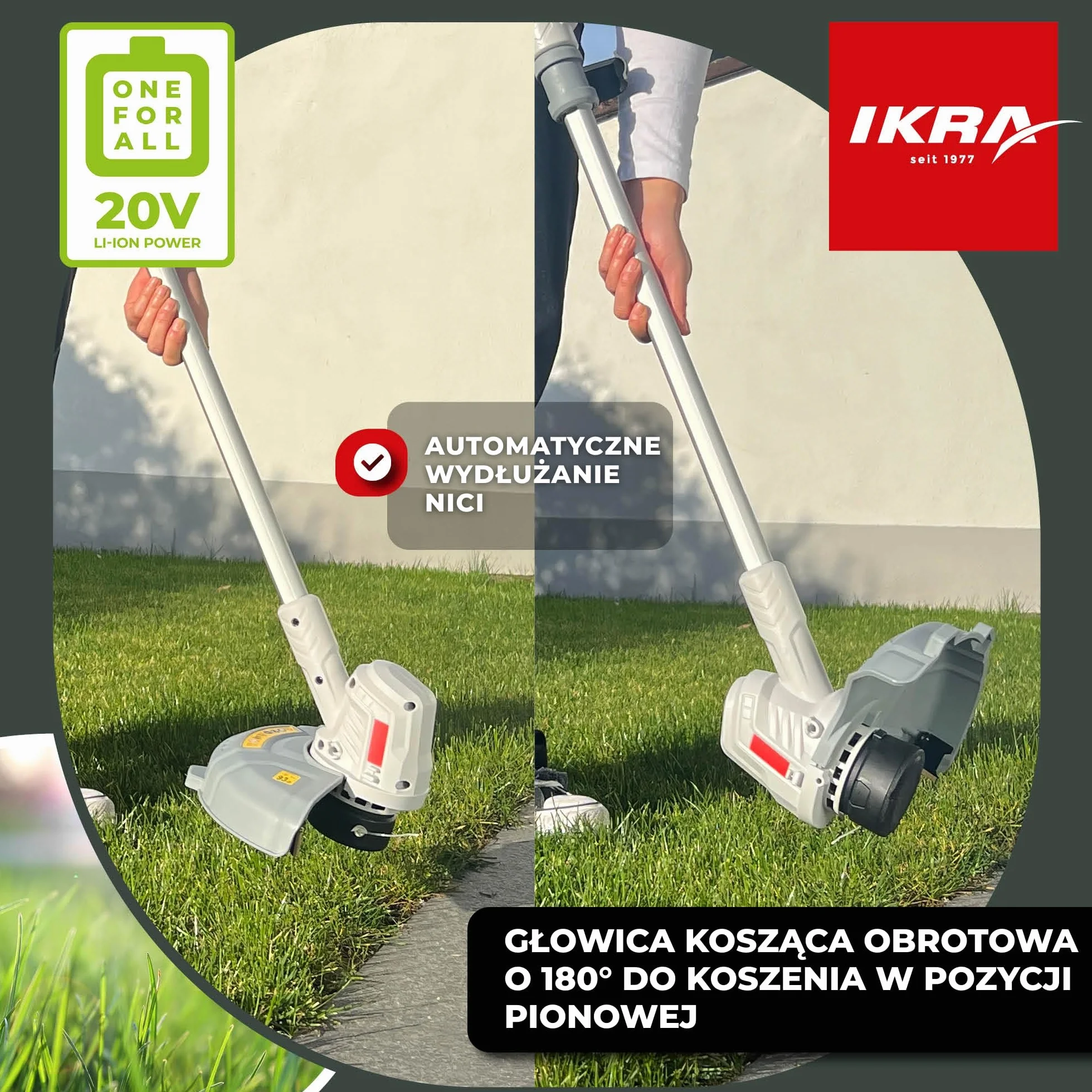 IKRA podkaszarka do trawy 2 w 1 IART 2025 bez kabla akumulator 1,9 kg