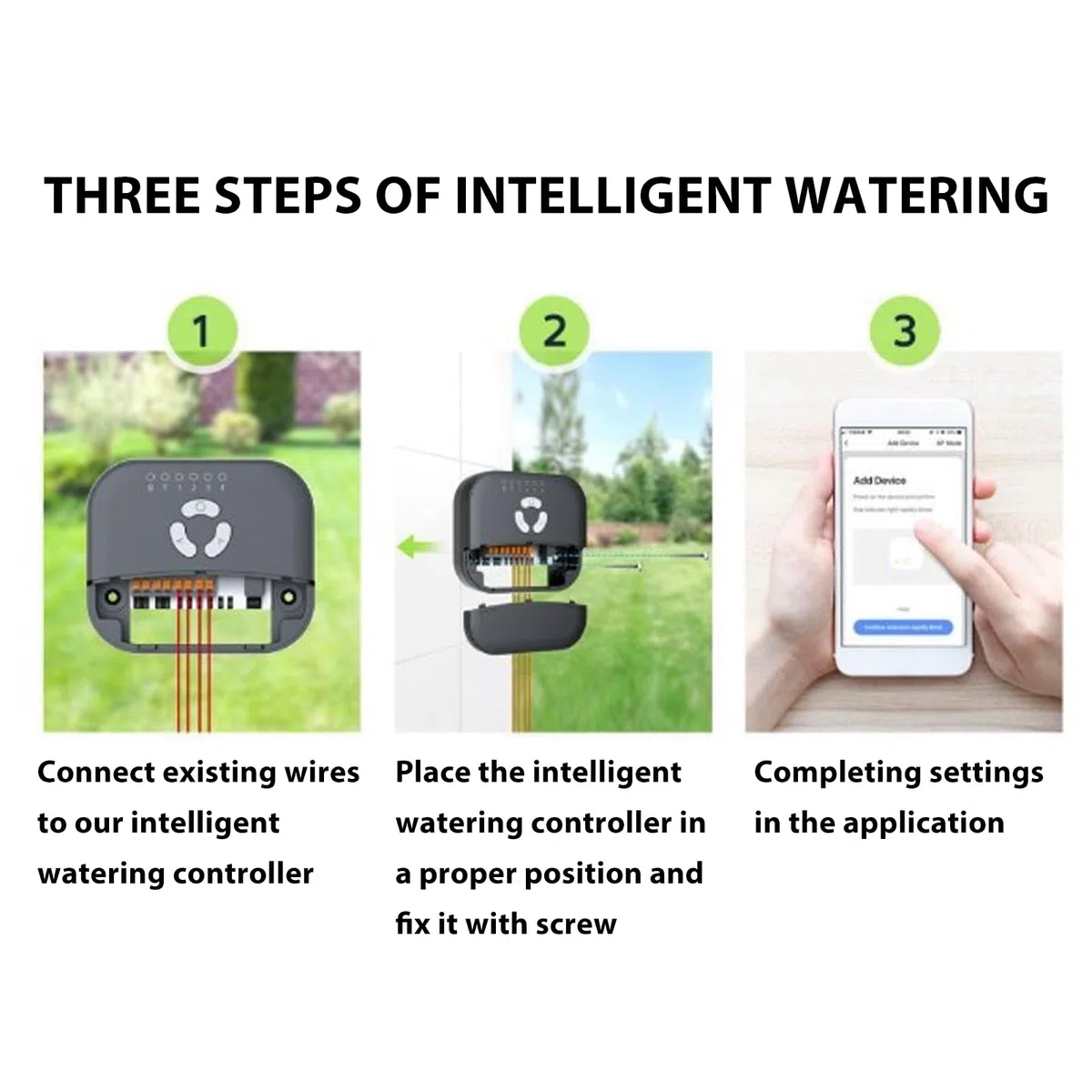 Generic Inteligentny Sterownik Zraszaczy 6-strefowy System Nawadniania Adaptacyjnego WiFi do Ogrodu Trawnikowego w Kolorze Czarnym ABS (wtyczka UE)