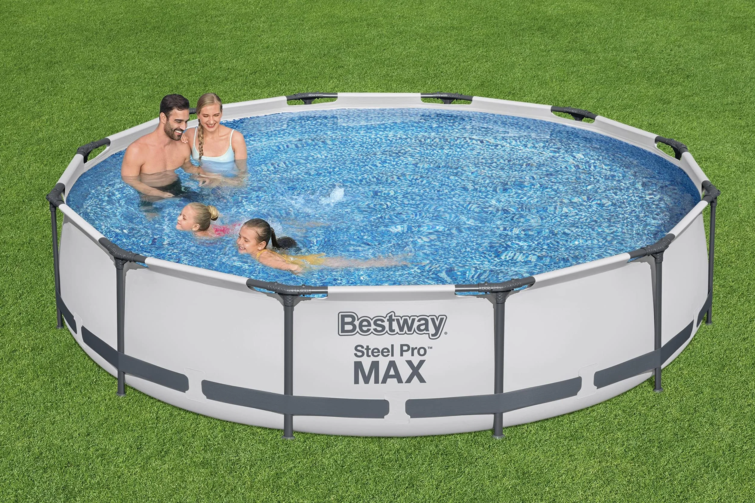Bestway Steel Pro MAX Frame zestaw basenowy z pompą filtrującą, Ø 366 x 76 cm, jasnoszary, okrągły