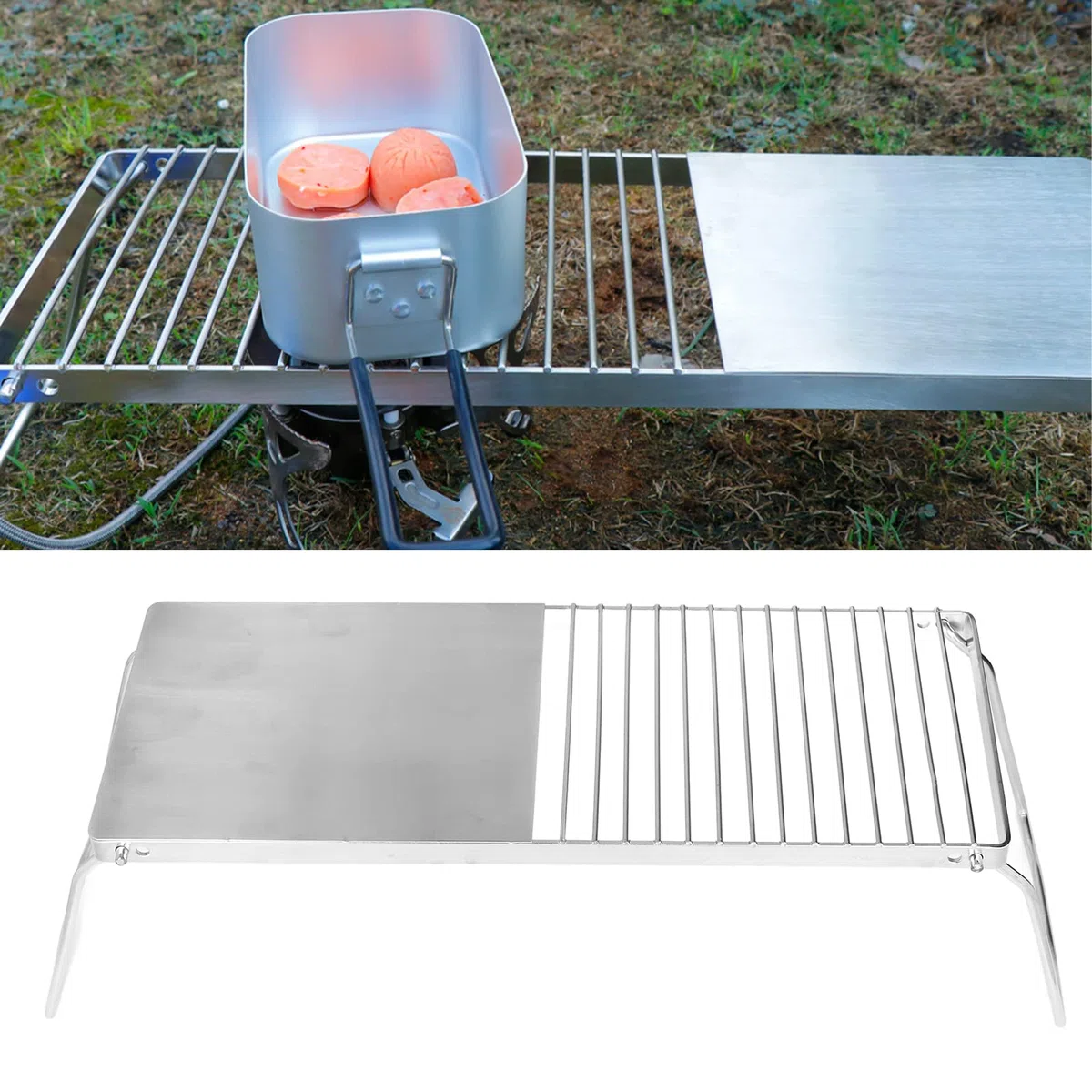 Składany grill na ognisko, ruszt ze stali nierdzewnej, wytrzymały przenośny grill kempingowy, ruszt do gotowania na węgiel drzewny, grill do grillowania na świeżym powietrzu, stojak na palniki