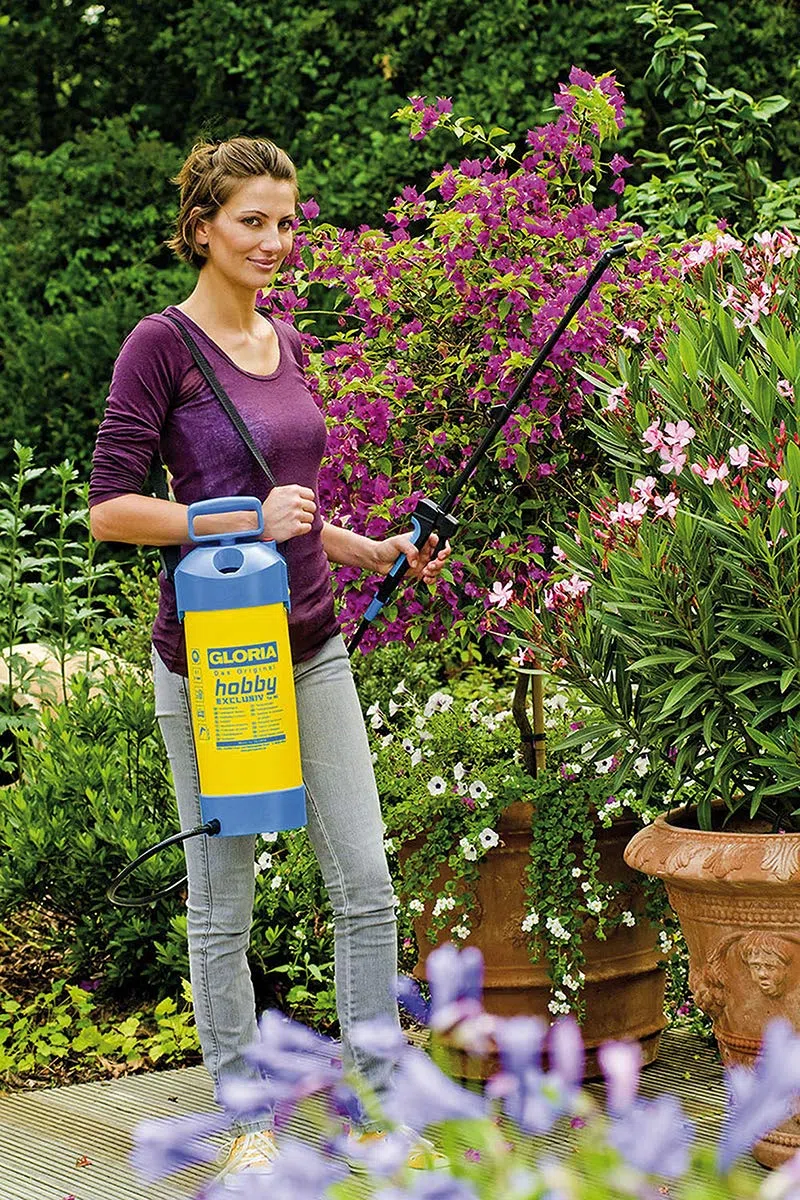 GLORIA Opryskiwacz Hobby Exclusive 5 l | Premium z lancą teleskopową 1 m | Opryskiwacz precyzyjny 5 l z manometrem | Regulowana dysza | Do pielęgnacji drzew, krzewów oraz delikatnych roślin w ogrodzie