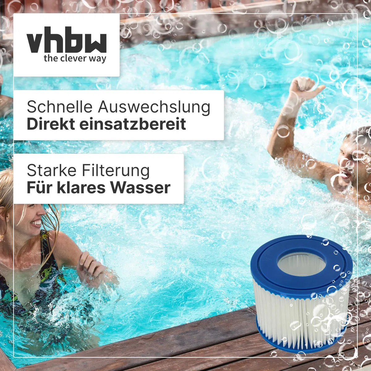 vhbw 12 x wkład filtrujący typu VI kompatybilny z Bestway Lay-Z-Spa Hawaii, Miami, Monako Pool - zapasowy filtr, niebieski, biały