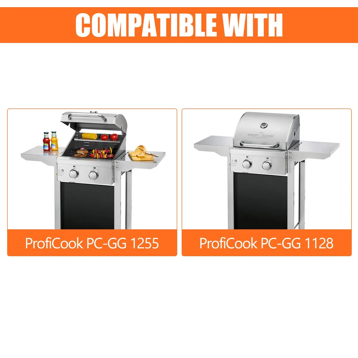 GFTIME 43 x 39 cm żeliwna rusztownica grillowa do ProfiCook PC-GG 1128, PC-GG 1255, PC-GG 1057 grilla gazowego, żeliwna rusztownica Grill części zamienne 2 sztuki do ProfiCook grilla gazowego