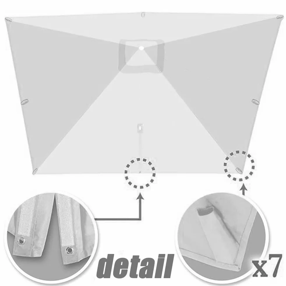 Jasnoszary zapasowy baldachim na 300 cm parasol tarasowy, prostokątny parasol targowy, pokrywa górna, 2,5 x 2,5 m, osłona przeciwsłoneczna na taras i balkon