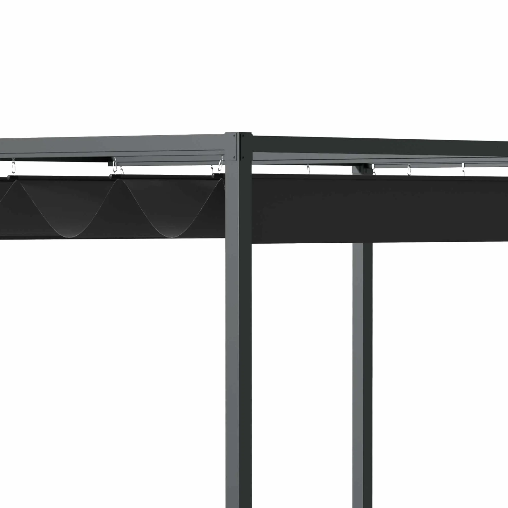 Outsunny Pergola Pawilon zadaszenie tarasu z rozsuwanym dachem, poliester czarny 298 x 213 x 222 cm
