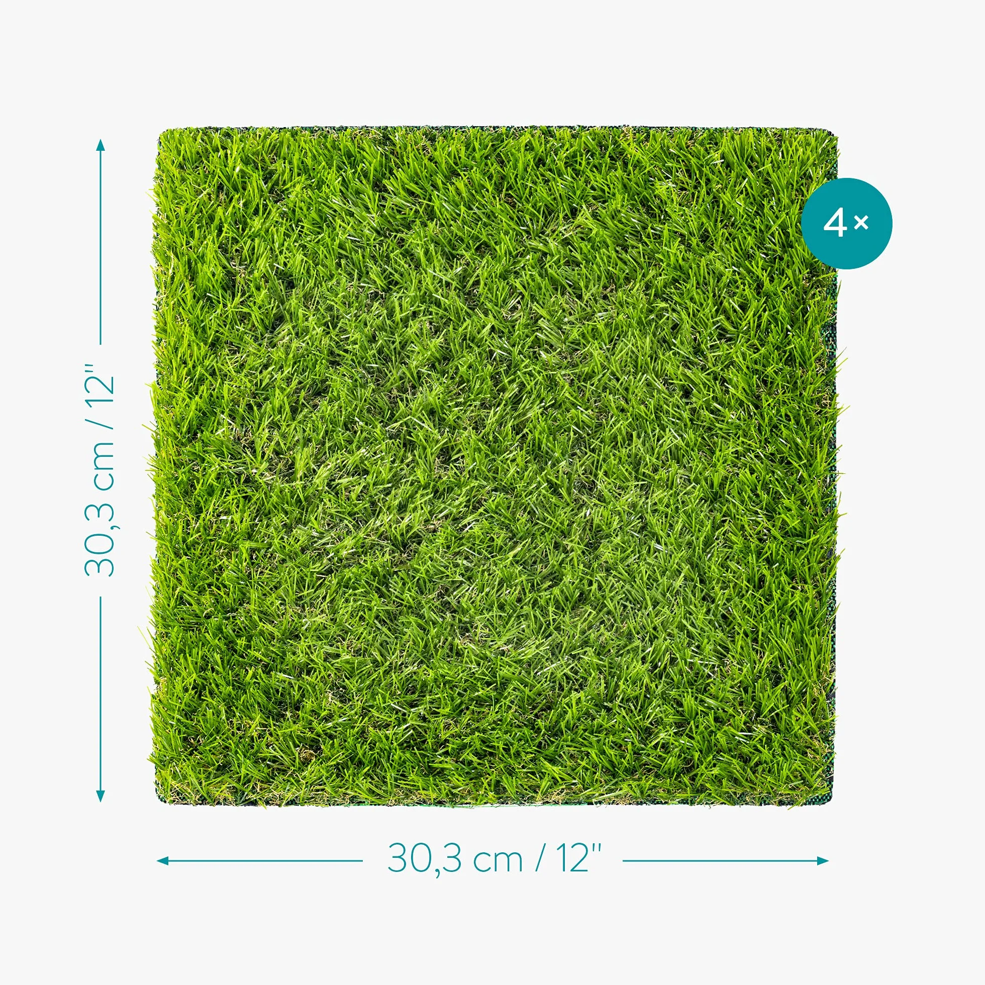 Navaris 4 x mata ze sztucznej trawy kwadratowej – każda 30,3 x 30,3 cm – sztuczna trawa na płyty, na balkon, taras – sztuczna dekoracja, dywan trawnikowy