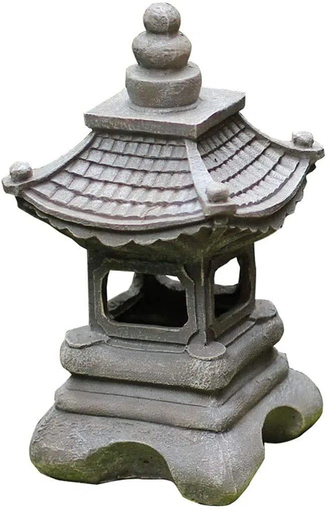 Rzeźba ogrodowa 33,4 cm mała pagoda ogrodowa latarnia solarna lampa, japoński styl zewnętrzny stupa statuetka zen sztuka orientalna rzeźba trawnika