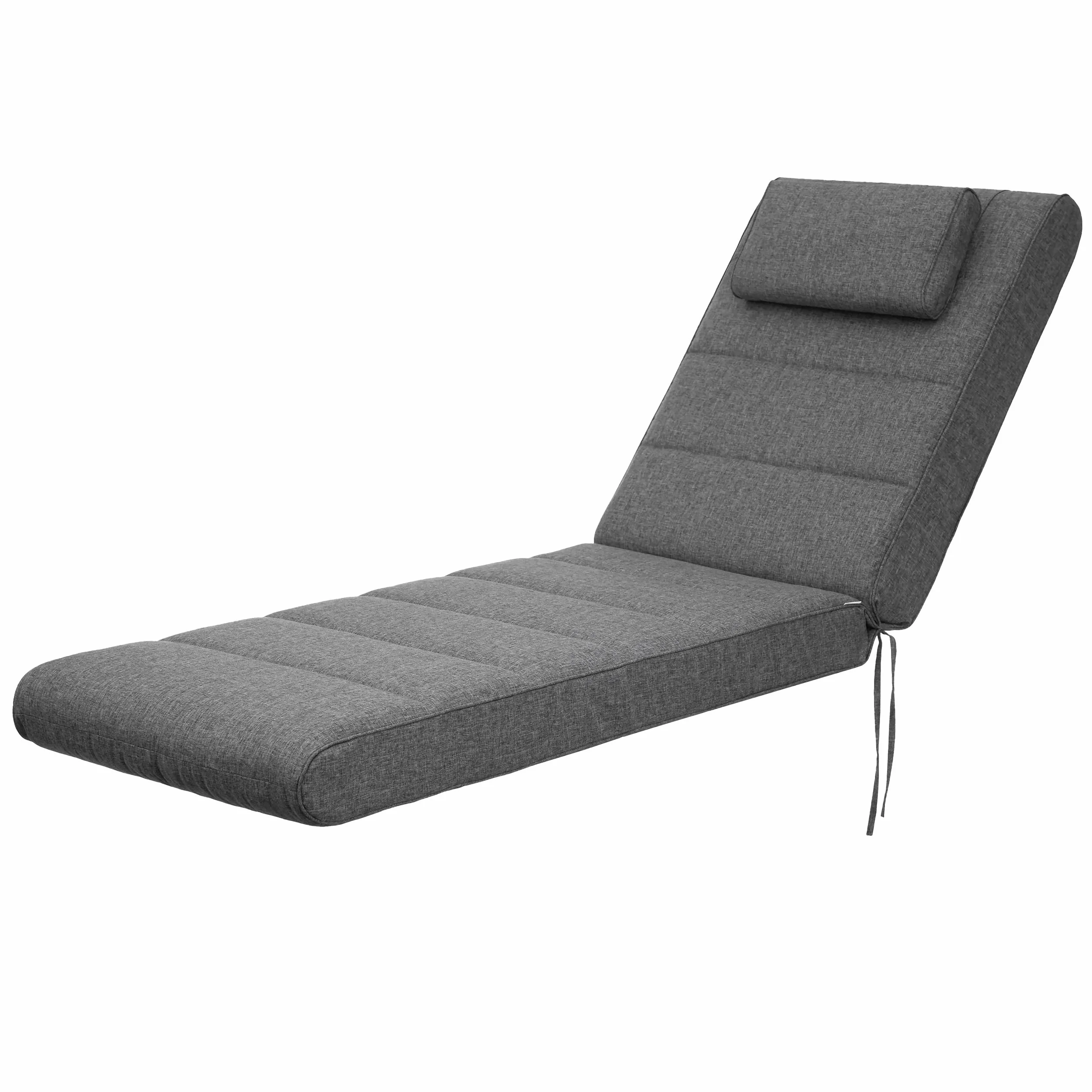 PillowPrim Meble ogrodowe materac, na leżaki, balkon, do użytku na zewnątrz, nakładka na leżak, tapicerka, poduszka do siedzenia, antracyt, 204 x 60 cm