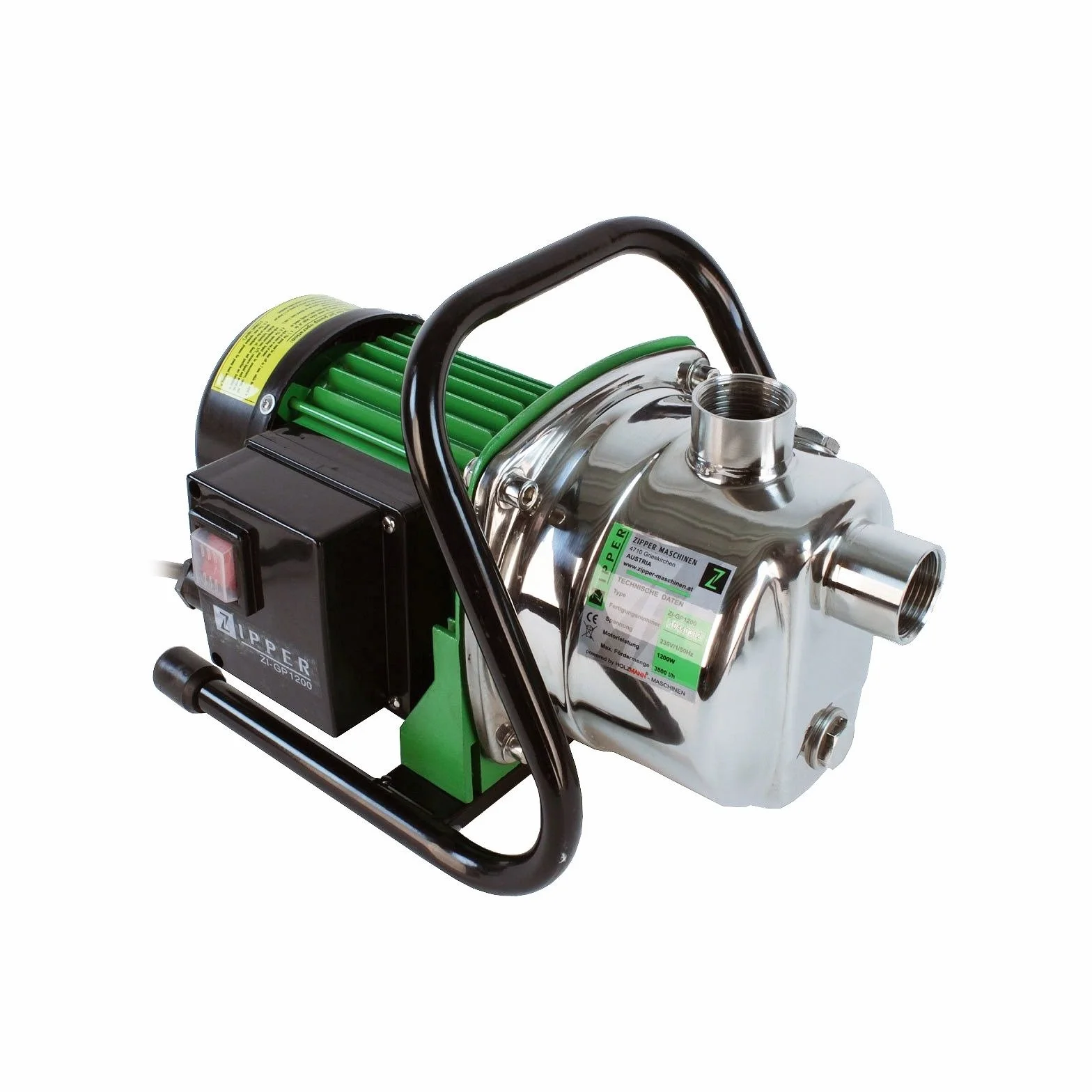 Zipper ZI-GP1200 technologia pompy, 1200 W, 230 V, czarny, zielony, stal szlachetna, 365 x 220 x 260