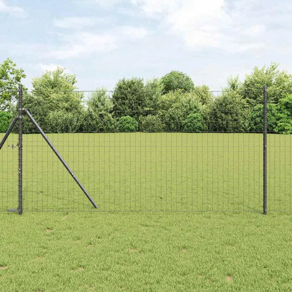 Ogrodzenie euro, szare, 1,2 x 25 m, żelazo powlekane PCW, wytrzymałe ogrodzenie ogrodowe do użytku na zewnątrz, bariera dla zwierząt, łatwy montaż bez kopania