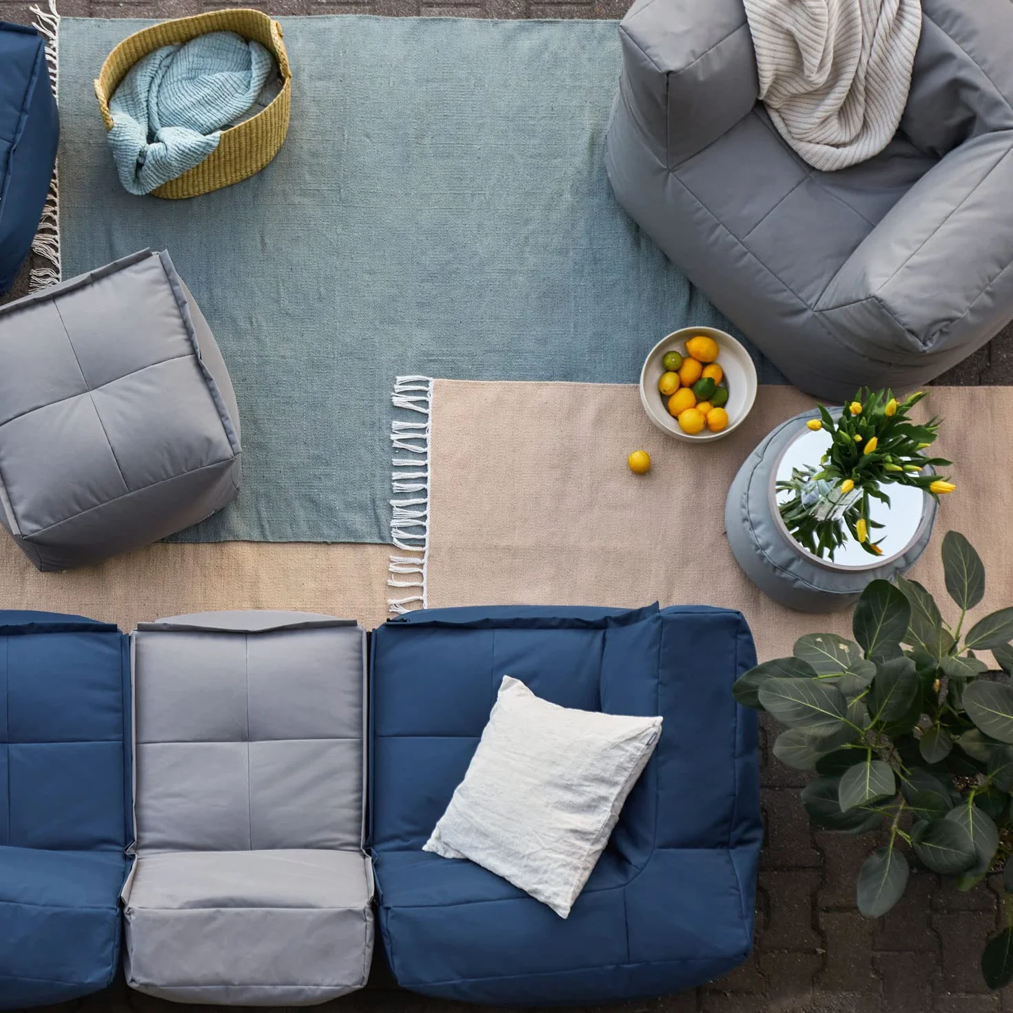 Lumaland Modułowe wykończenie siedzenia do salonu | 5-częściowy zestaw | Chill-Out Lounge wodoodporny | Wykończenie siedziska do wnętrz i na zewnątrz | Rozciągliwe i nadające się do prania do ogrodu i