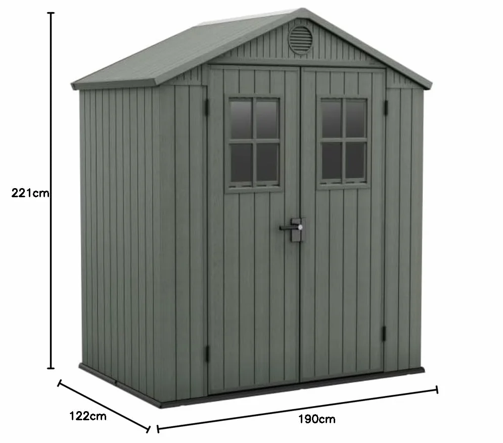 Keter Domek ogrodowy Darwin 6 x 4 2,2 m² 190 x 122 x 221 H cm szałwiowy