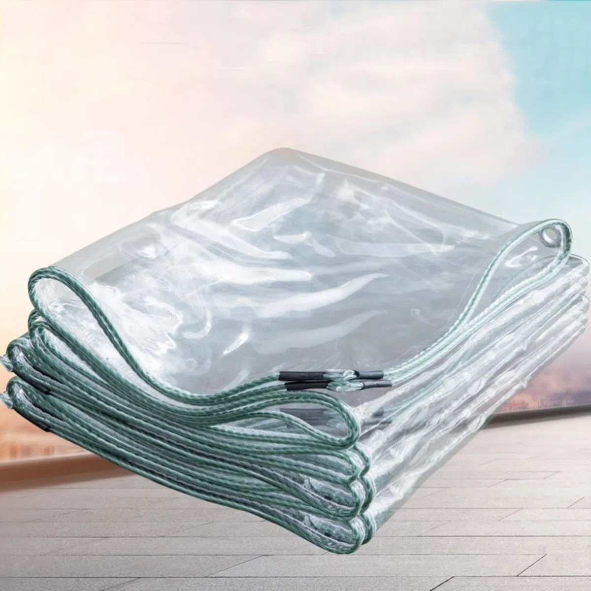przezroczysta plandeka z PCW, odporna na rozdarcia, odporna na rozdarcia, izolująca miękka folia PVC, z oczkami, do ogrodu na zewnątrz, rozmiar do personalizacji (1,8 x 5 m/5,9 x 16.4ft)