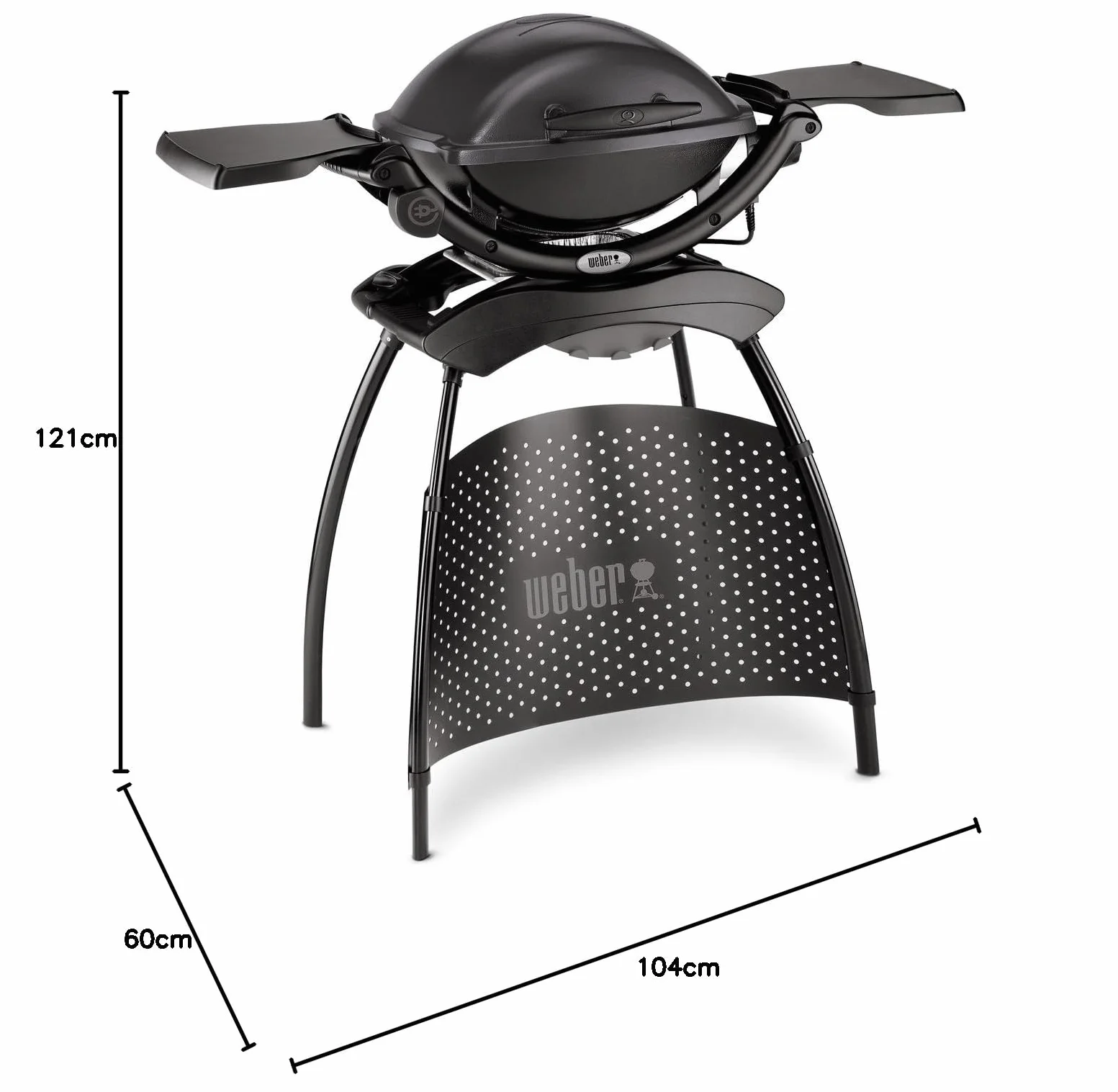 Weber Q1400 Elektryczny Grill z Stojakiem 43x32 cm Przenośny BBQ Żeliwny Ruszt Emaliowany Ciemnoszary