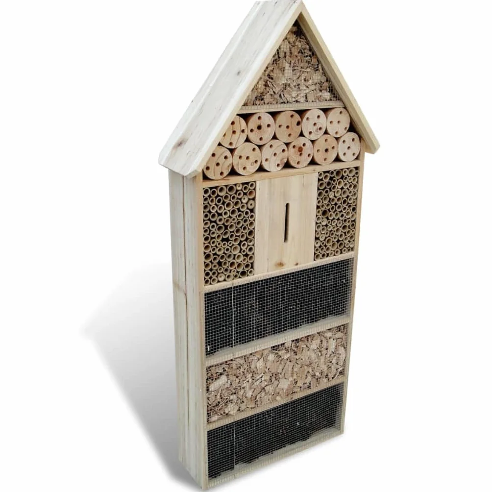 Insect Hotel, lite drewno, odporny na warunki atmosferyczne, domek dla motyli i dzikiej przyrody, budka lęgowa i schronienie, do ogrodu, na balkon, taras, 45,5 x 15 x 99 cm