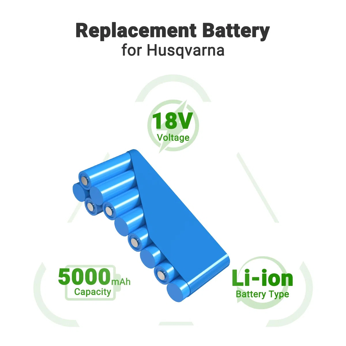 Akumulator litowo-jonowy 18V 5000mAh zamiennik do kosiarek automatycznych Husqvarna Automower 320, 330X, 420, 430, 430X, 440, 450X, 520, 550, zamiennik do 580 68 33-01, 580 68 33-02