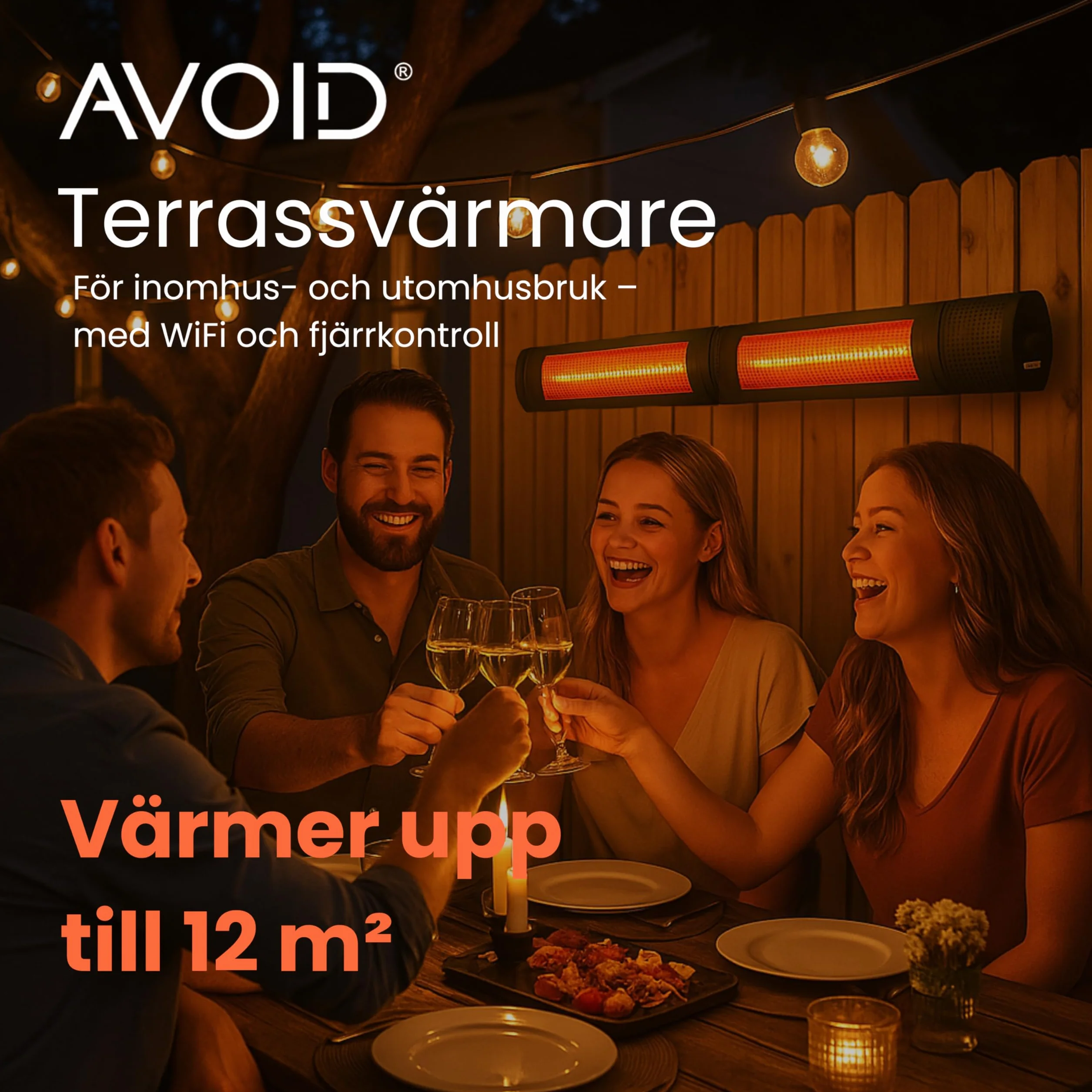 AVOID Grzejnik ścienny na podczerwień 3000 W z pilotem, timer, 9 poziomów