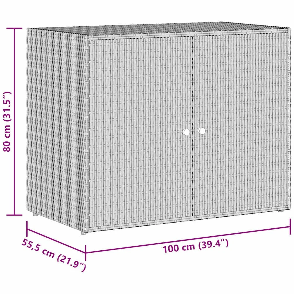 vidaXL Szafka ogrodowa polirattan czarna 100x55,5x80 cm