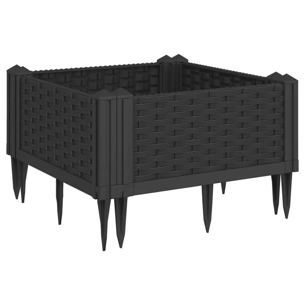 Skrzynia ogrodowa z czarnymi śledziami, 42,5 x 42,5 x 28,5 cm PP, skrzynka na sadzonki, pionowa skrzynka na rośliny ogrodowe, na balkon i do ogrodu, mini podniesiony ogród do sadzonek, pionowy