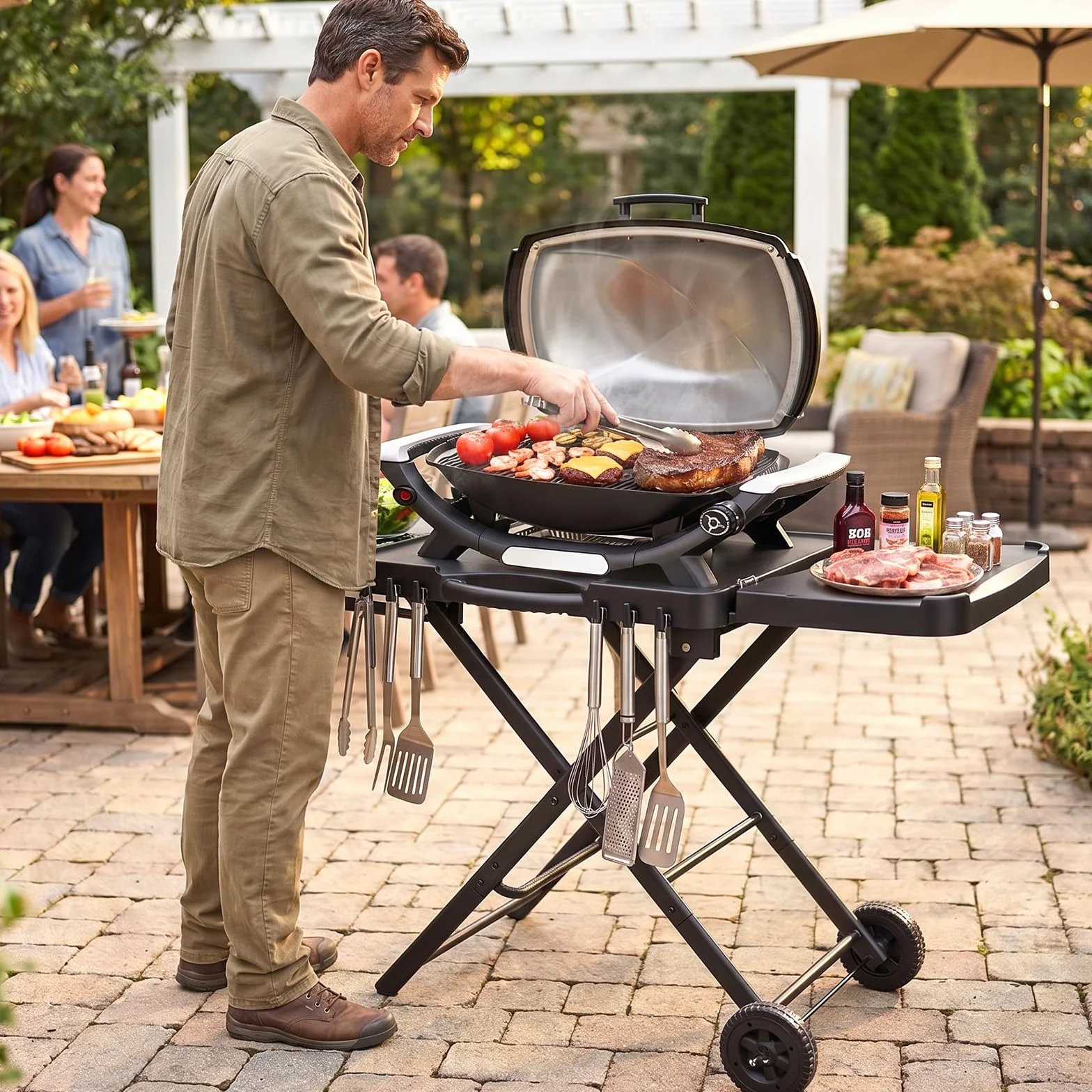 Denmay stojak na grilla Weber Q100 Q200 Q300 z kółkami