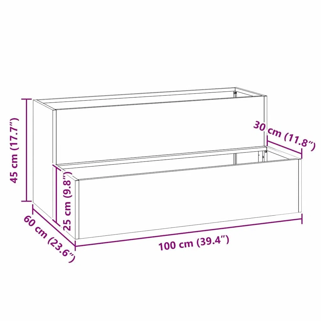 vidaXL Doniczka ogrodowa Antracyt 100 x 60 x 45 cm Stal zimnogięta | Zrobiona z plastiku odpornego na UV, więc posłuży ci długi czas, Pomaga roślinom lepiej się rozwijać, Prosty design,