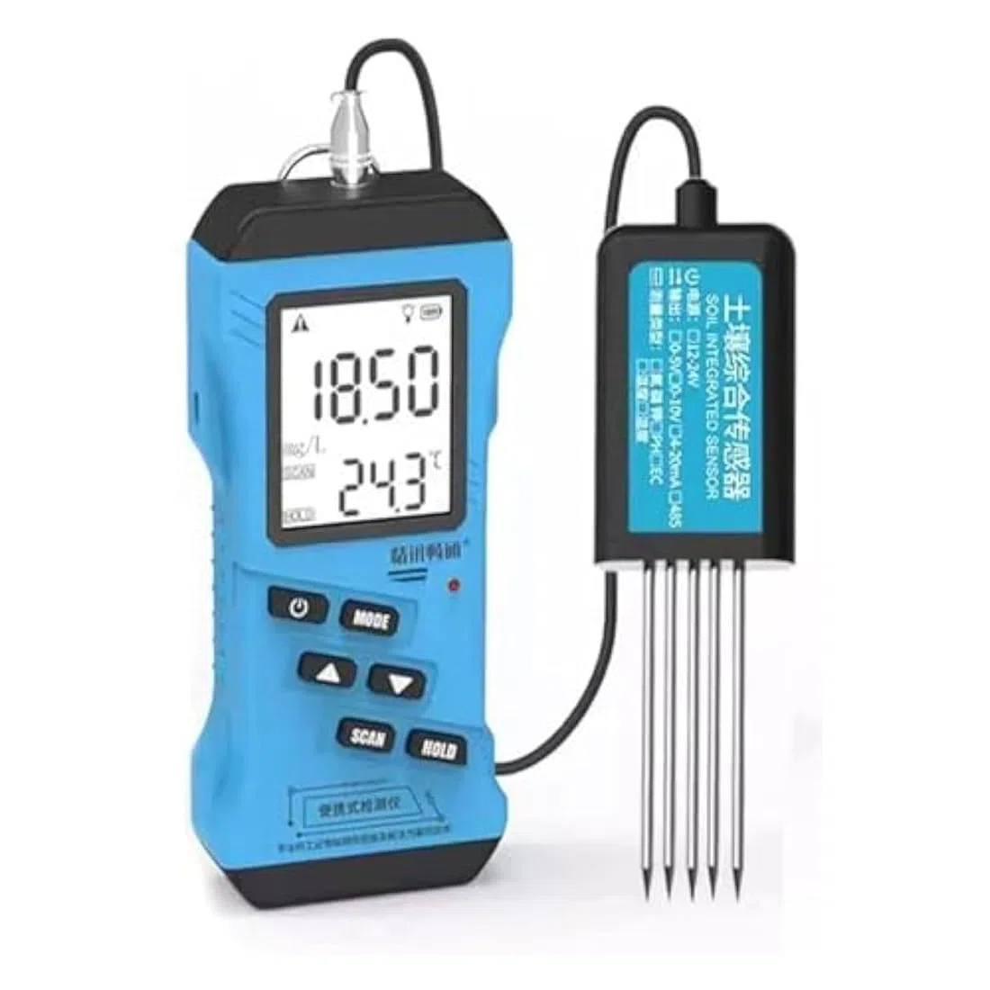 Cyfrowy tester gleby 7 w 1, wysoka dokładność NPK/pH/EC/czujnik wilgotności/temperatury/wilgotności, duży podświetlany wyświetlacz LCD, przemysłowy wytrzymały, bez odczynników do szklarni ogrodowej