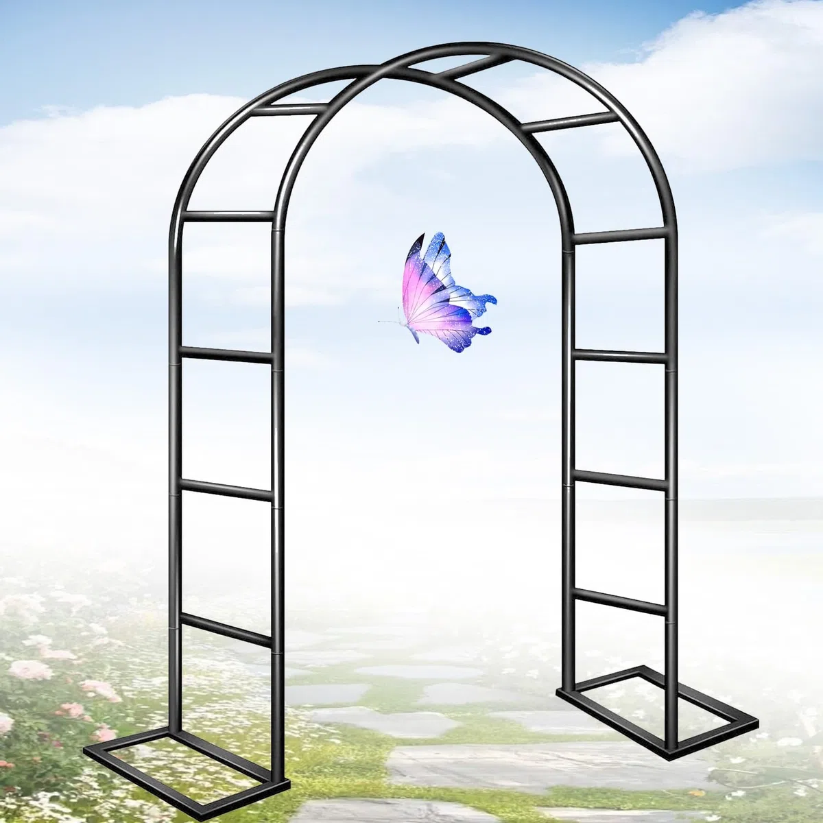 Solidna metalowa kratka ogrodowa do roślin pnących i róż, bez rdzy, 120-350 cm, opcje wysokości, wsparcie na zewnątrz, dla winorośli i kwiatów (szer. 120 x wys. 220 cm)