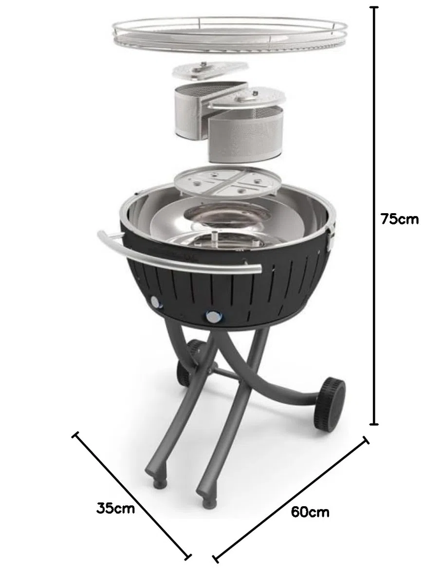 LotusGrill LG-AN-600 grill ogrodowy XXL, antracytowo-szary, średnica 57,6 cm, z zasilaczem