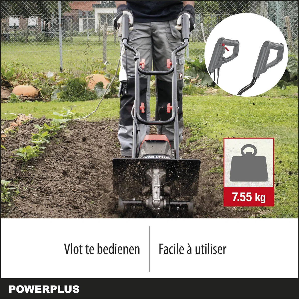Powerplus elektryczna glebogryzarka ogrodowa POWEG70100 jako wertykulator i glebogryzarka do ogrodu – 1200 W – szerokość robocza 360 mm – głębokość robocza maks. 220 mm – w zestawie 4 noże