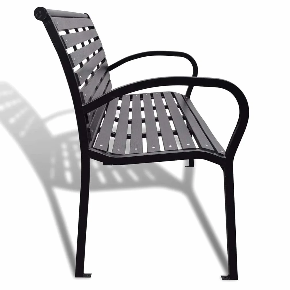 vidaXL Ławka ogrodowa, 125 cm, stal i WPC, czarna