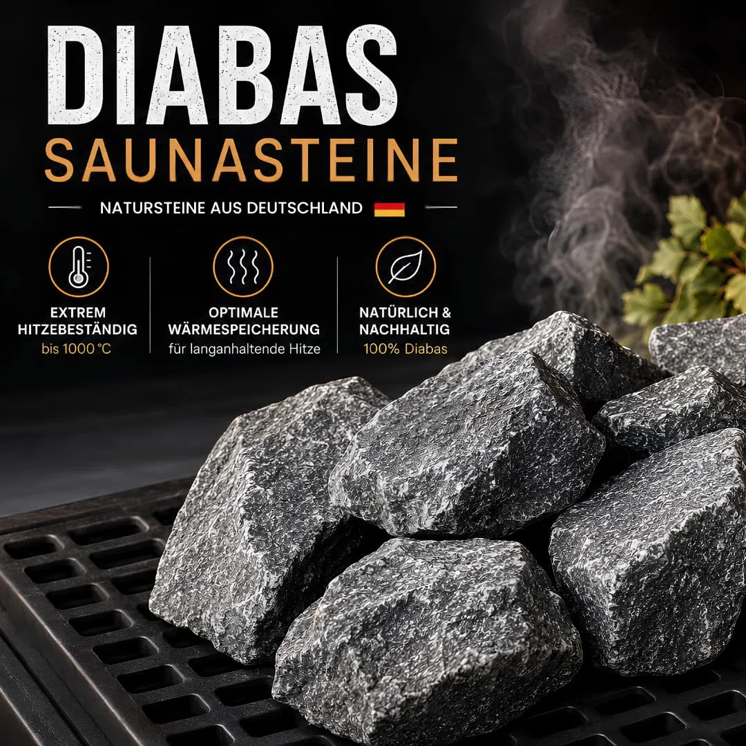 Kamienie do sauny Premium prane -DIABAS - do wszystkich pieców do sauny, odporne na wysokie temperatury, ziarnistość 50-80 mm (5 kg)