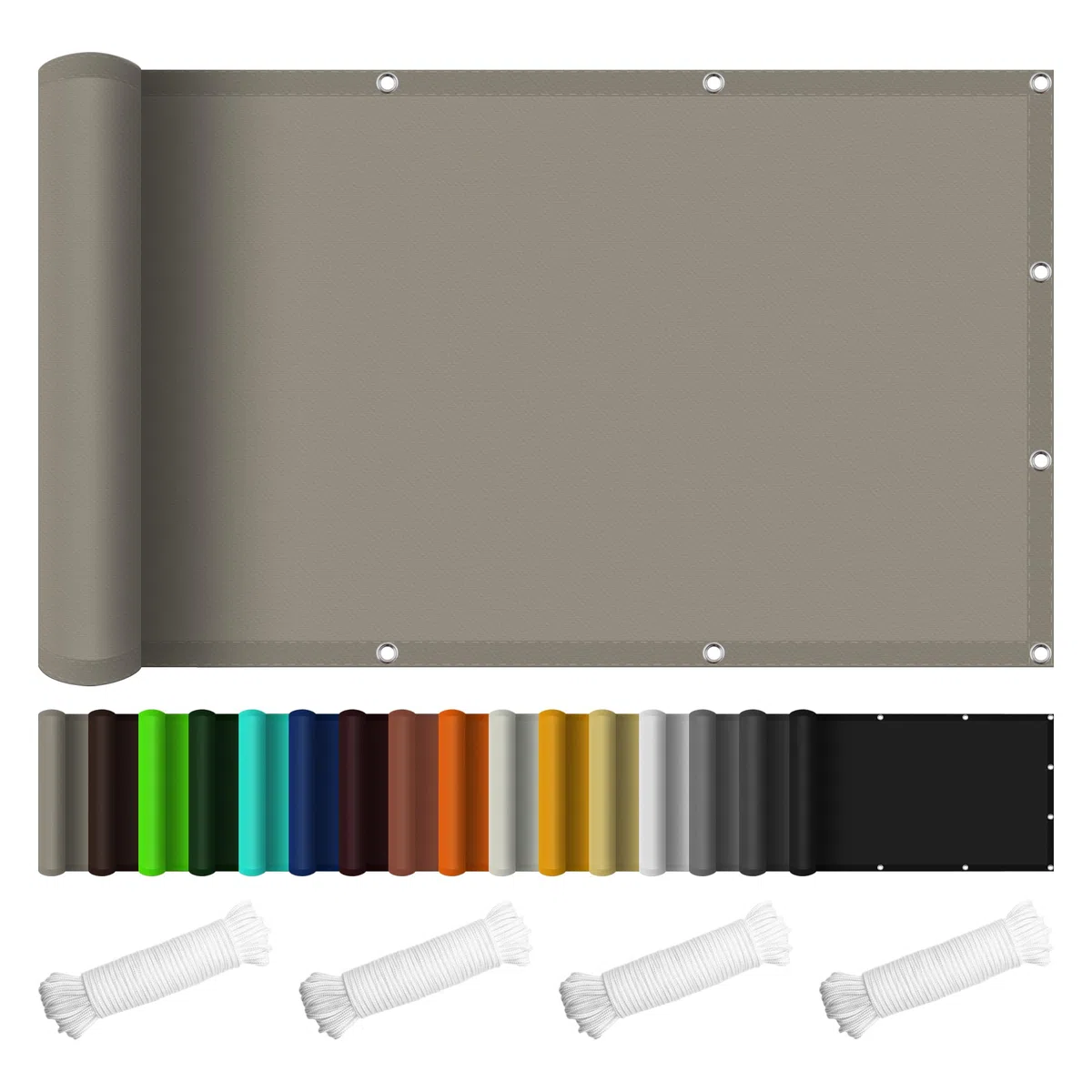 Ochrona przed promieniowaniem UV, żagiel przeciwsłoneczny, 150 x 540 cm, 98% zacienienia, wodoodporna siatka ogrodowa z liną, idealna do patio, balkonu, szklarni, użytku na zewnątrz, kolor taupe