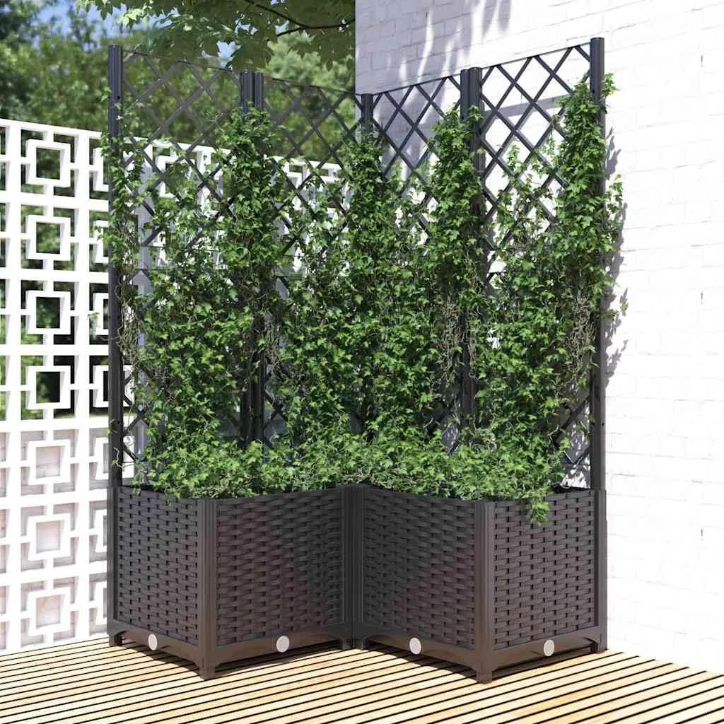 Duży pojemnik na rośliny z kratką 80 x 80 x 136 cm polipropylenowy ogrodowy balcony Outdoor Flower Pot with Support for Herbs Sukulents and Orchids
