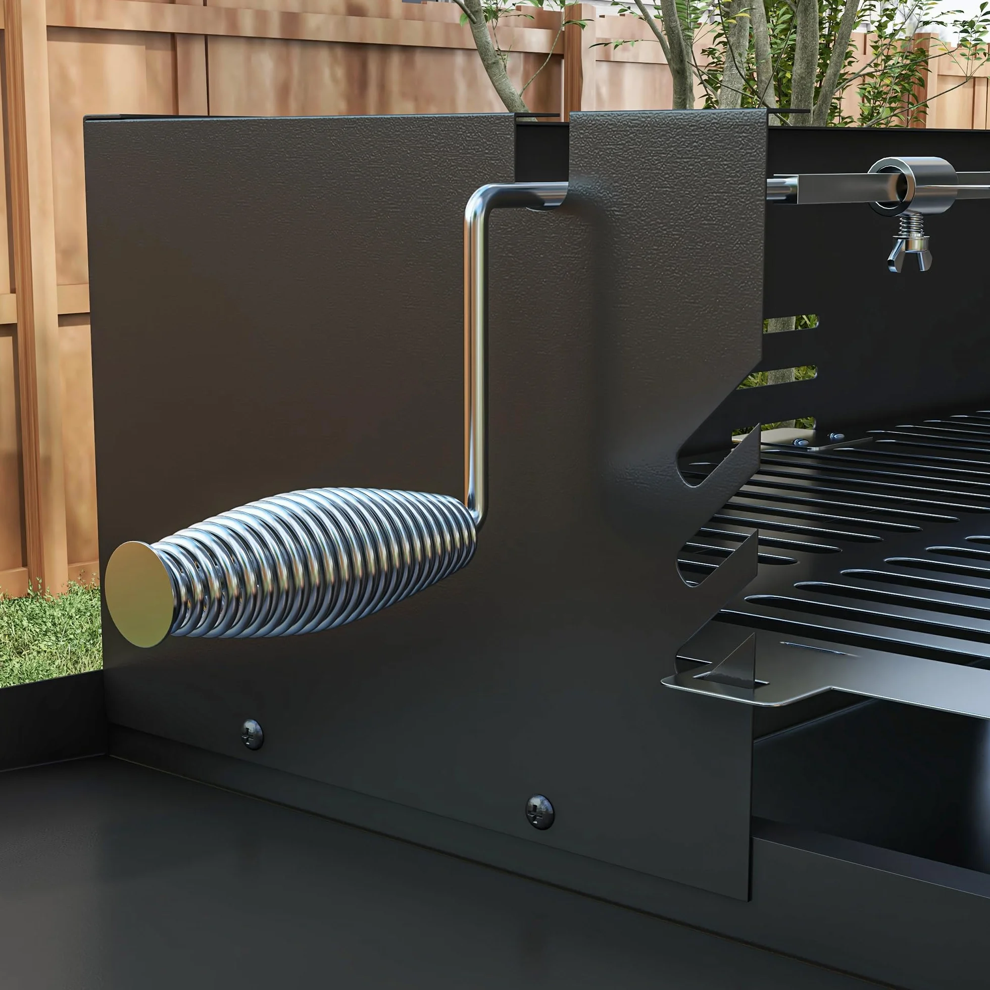 Outsunny Grill na węgiel drzewny, grill kempingowy z rusztem do grillowania i zestawem do rożna, składany, na kemping, do ogrodu, ze stali nierdzewnej + metal, czarny, 118 x 32 x 90 cm
