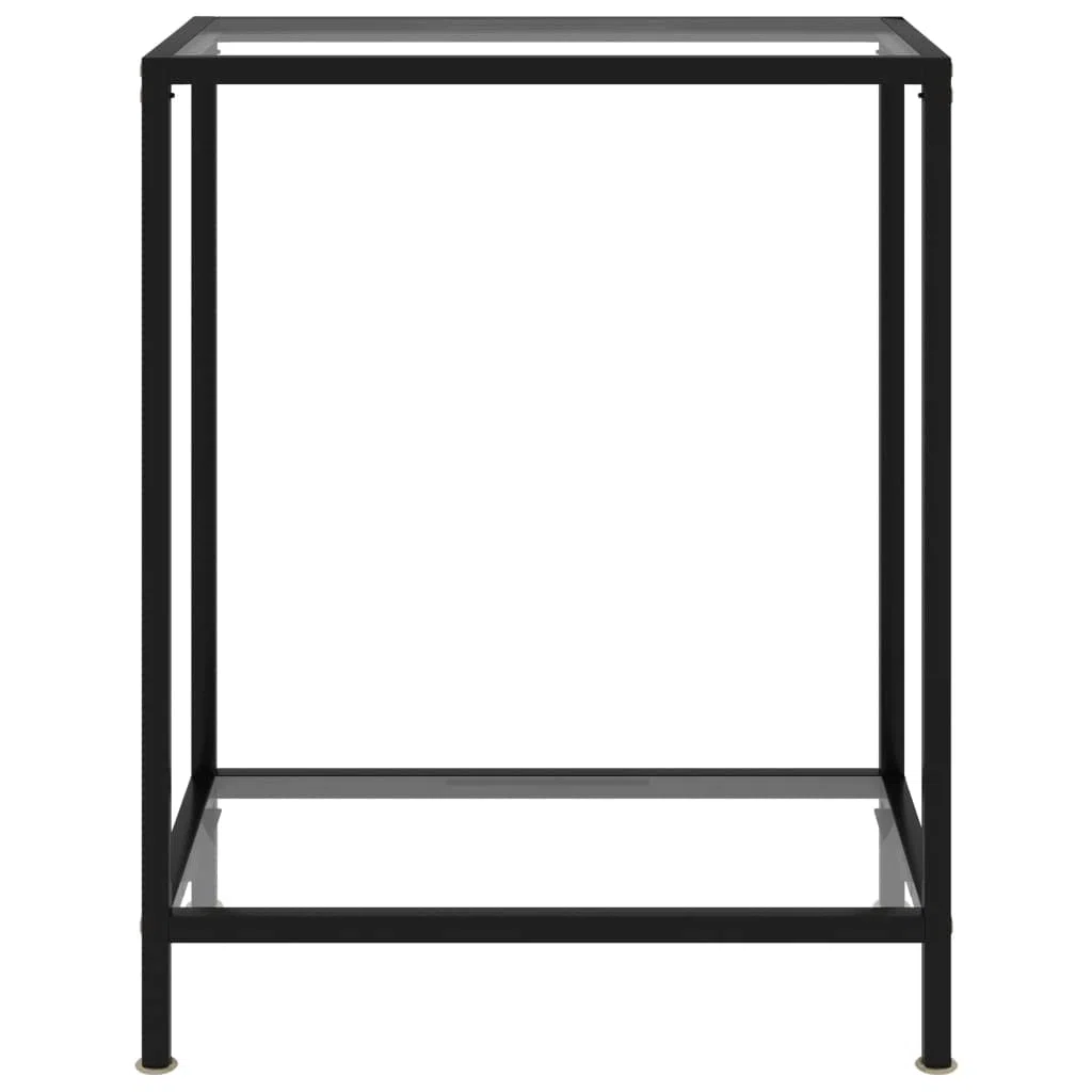 Stolik konsolowy szklany przezroczysty 60 x 35 x 75 cm szkło hartowane stolik pomocniczy z półką ze stali malowanej proszkowo