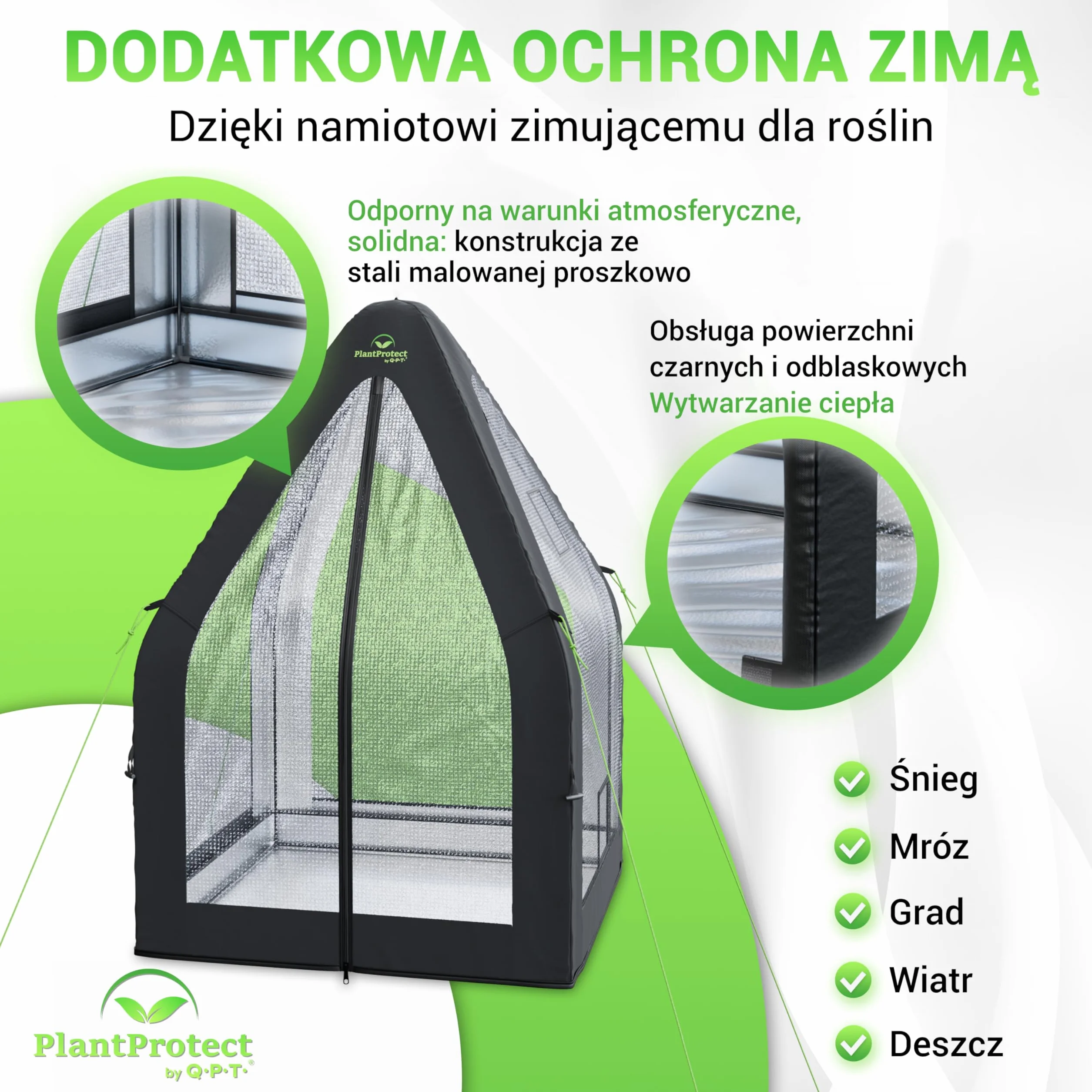 Q.P.T. Namiot zimowy dla roślin - Ochrona przed wiatrem i deszczem (Folia bąbelkowa)