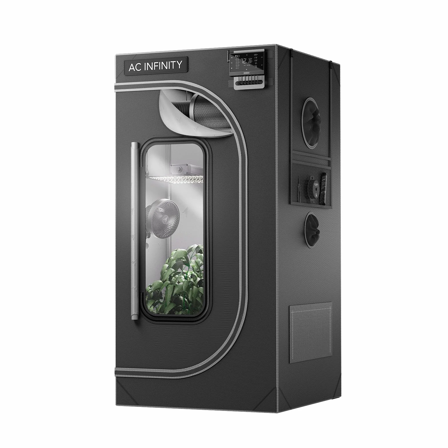 AC Infinity CLOUDLAB 422, namiot Advance Grow 2 x 2, 60 x 60 x 120 cm najgrubsze słupki 2,5 cm, płótno mylarowe 2000D, testowany laboratoryjnie najwyższy współczynnik odbicia, płyta montażowa do okna