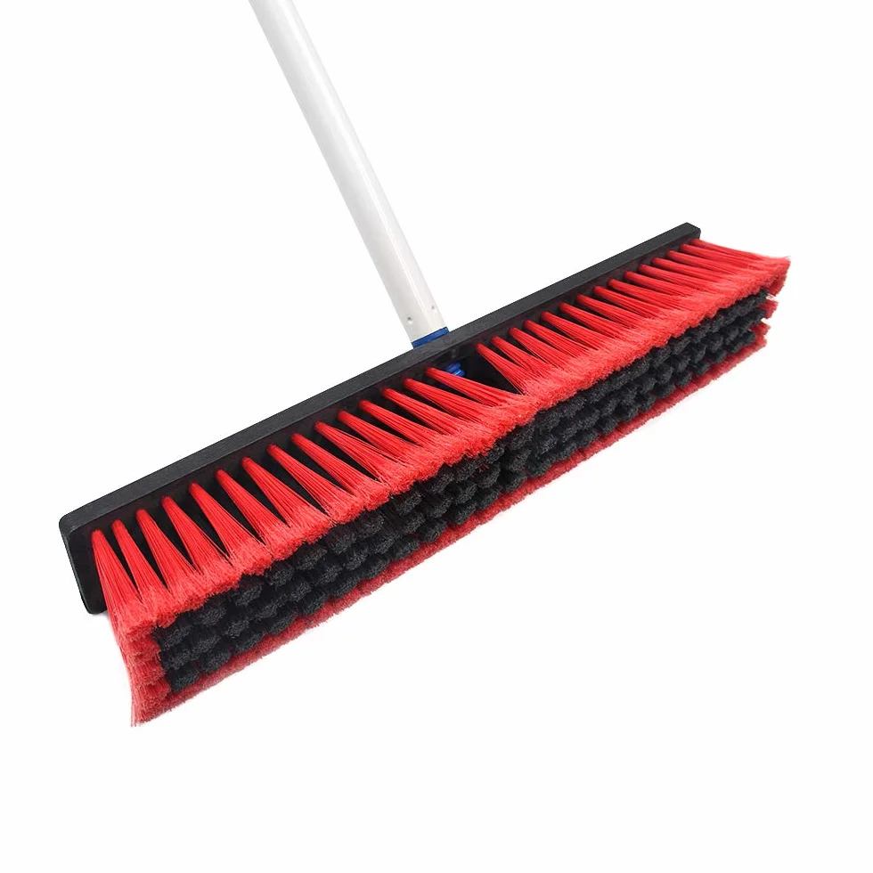 Stainless Steel Push Broom 17.7 in Wide Rough Surface Floor Scrub Brush Indoor Outdoor
