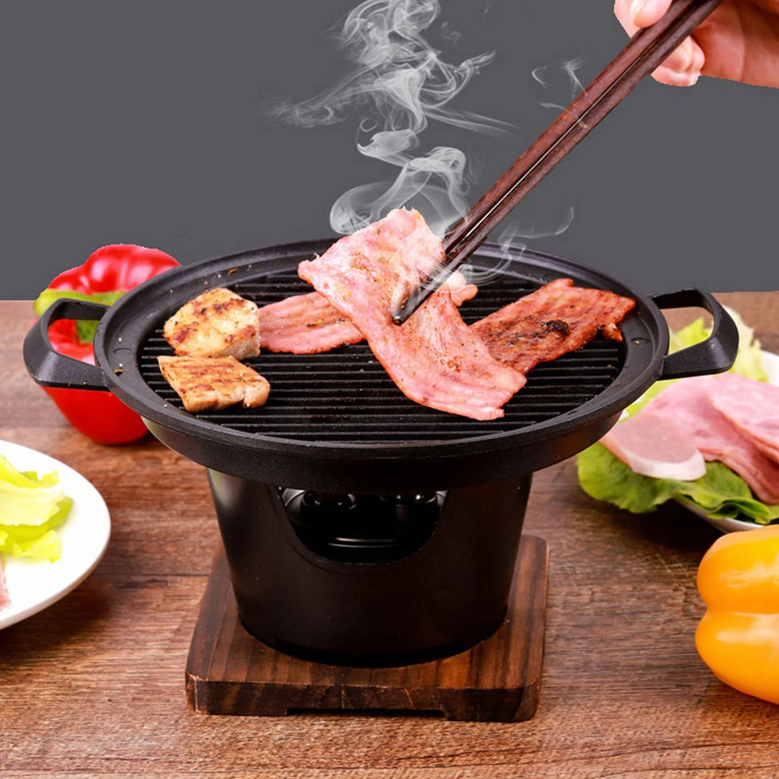Przenośny grill na węgiel drzewny mini bezdymny wewnętrzny grill stołowy grill na domowy piknik i kemping - kompaktowy sprzęt do gotowania na zewnątrz