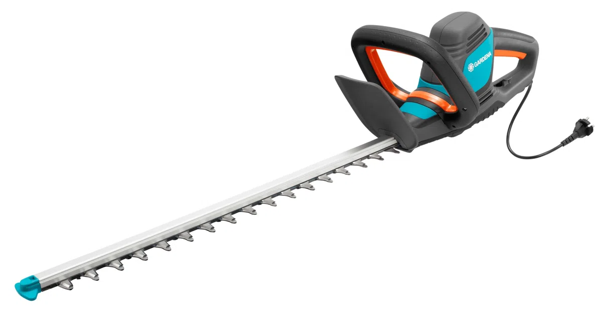 Gardena elektryczne nożyce do żywopłotów ComfortCut 600/55: elektryczne, silnik 600 W, dł. noża 55 cm, rozwarcie noża 27 mm, ergonomiczny uchwyt i ogranicznik cięcia (9834-20)
