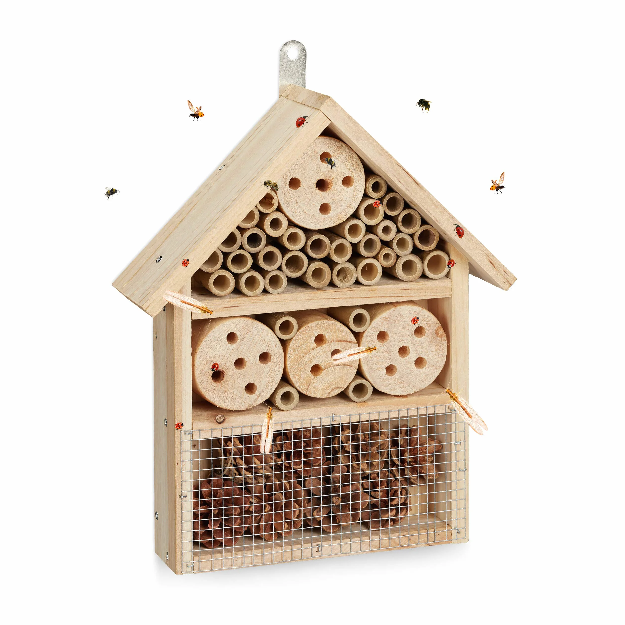 Relaxdays Insect Hotelowy zestaw montażowy, schronienie dla robaków, pszczół i skrzydeł, buduj własne, 33 x 24,5 x 7 cm, naturalny, 10027823
