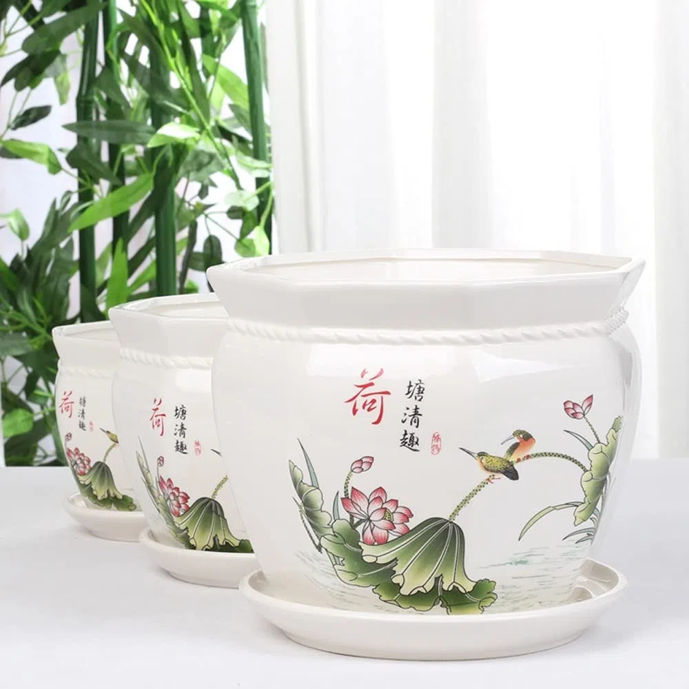 Doniczki bonsai w stylu chińskim, ośmiokątne, ceramiczne, doniczki na sukulenty, ozdobne pojemniki na rośliny, doniczki na kaktusy, doniczki na kwiaty z otworem drenażowy