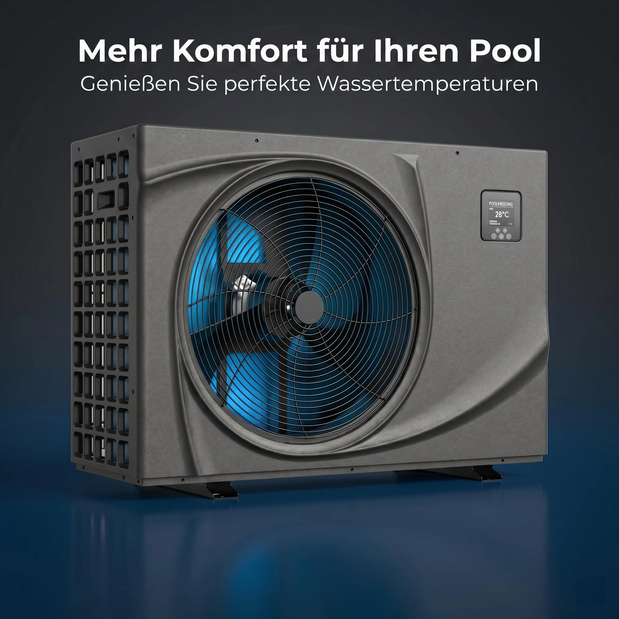 poolomio® Pompa ciepła do basenu 55-70 m³ NET Inverter 10 | ultra ciche ogrzewanie basenu z WiFi | energooszczędne ogrzewanie (COP 13,40) do basenu | DC Full Inverter do 11,6 kW, -10°C tryb Soft Start