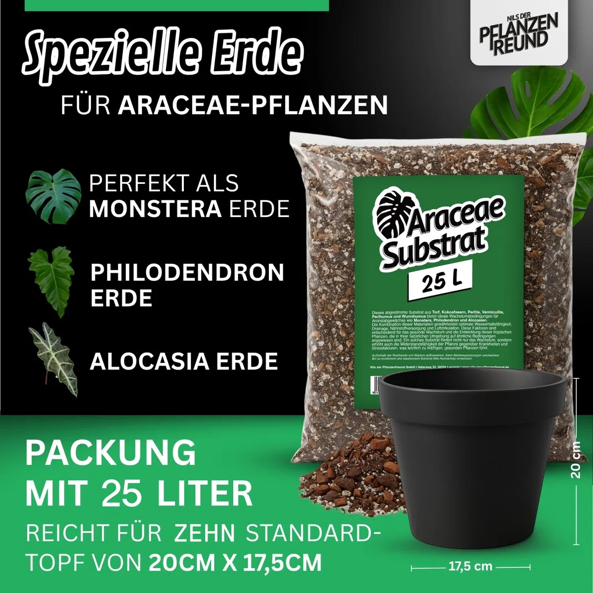 Ziemia do Monstery (25 L) – podłoże Araceae dla Monstery, Philodendrona i Alocasii, do roślin domowych
