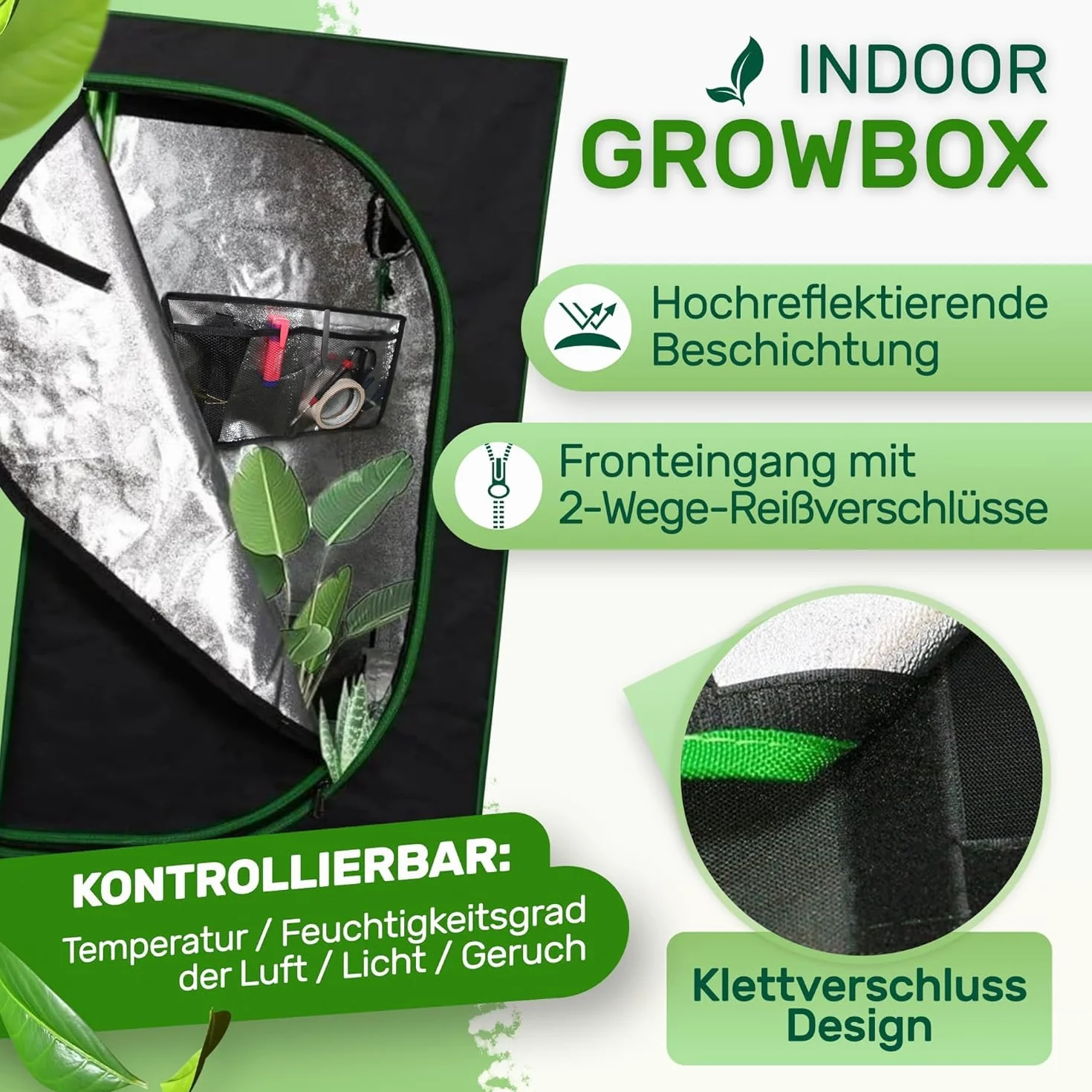 Melko - Growbox 120 x 90 x 145 cm zestaw z miernikiem 3 w 1 – lekki i wodoszczelny namiot do uprawy roślin z odblaskową folią wewnętrzną – namiot hodowlany do uprawy roślin hydroponicznych